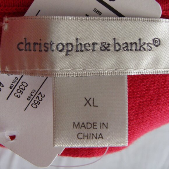 CHRISTOPHER & BANKS Hot Pink Sleeveless CREW Neck Knit Top Sweater Sz X-LARGE - Picture 6 of 6